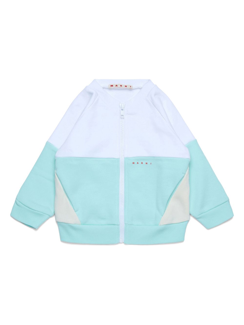 Marni Kids logo刺绣开衫 - 蓝色