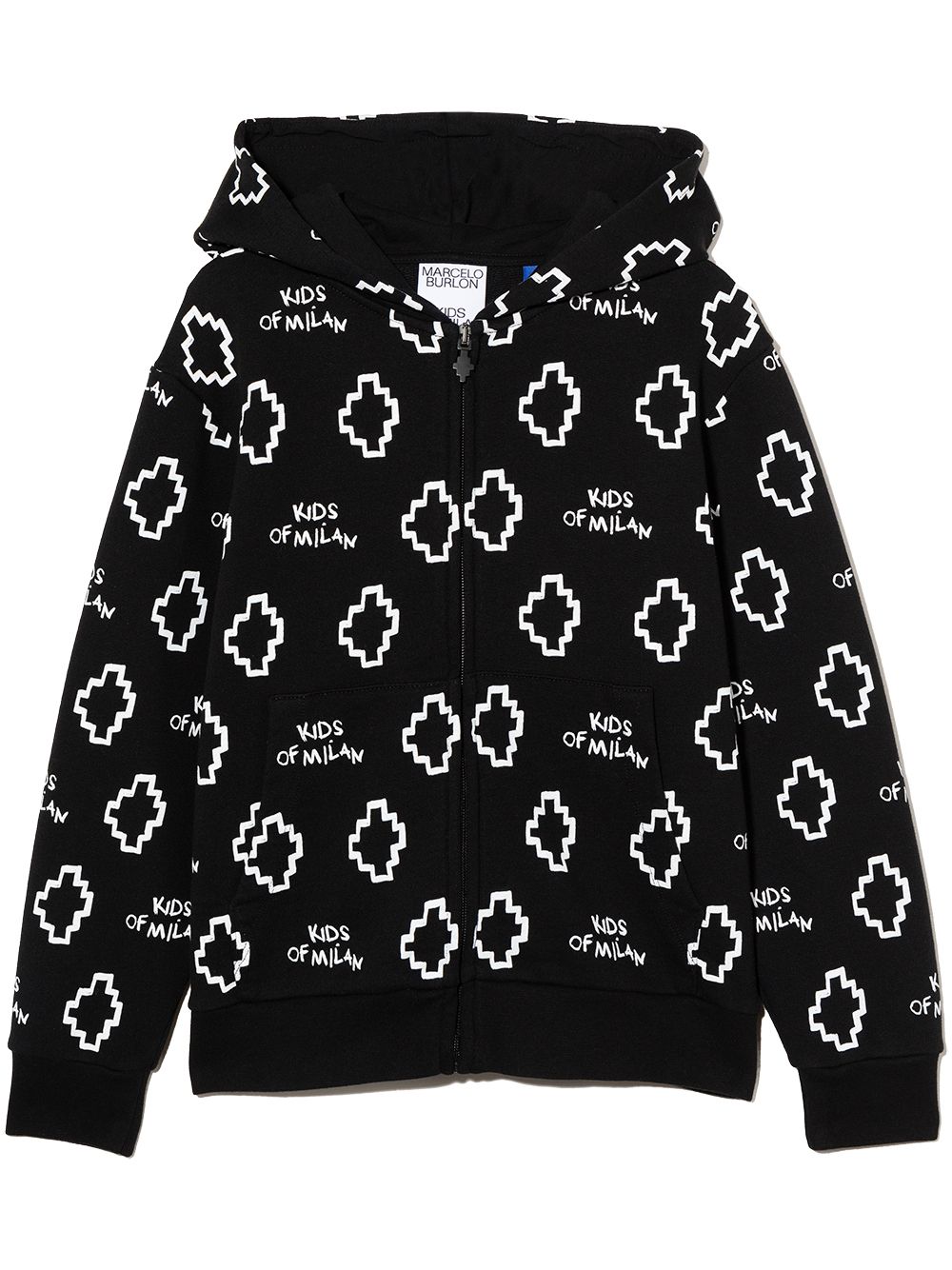 Marcelo Burlon County Of Milan Kids 大面积logo印花连帽衫 - 黑色