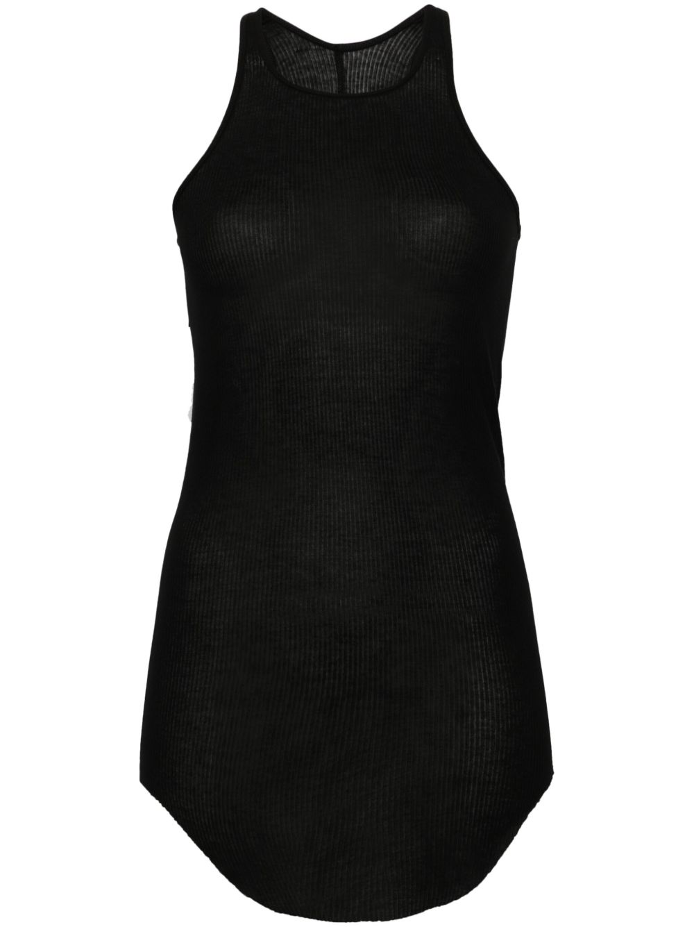 Rick Owens 大圆领细罗纹坦克背心 - 黑色