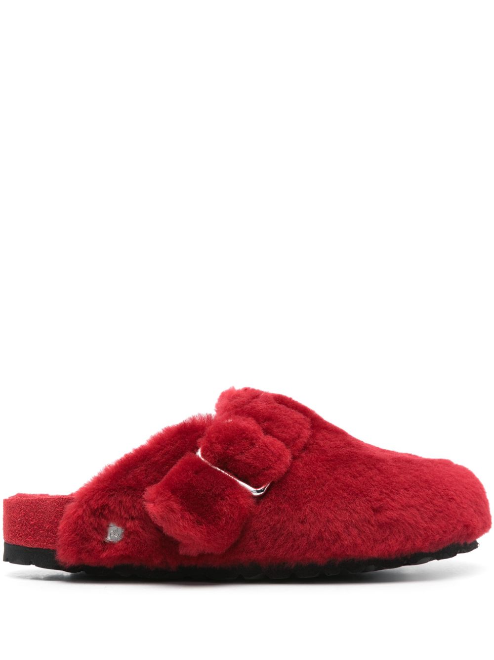 Birkenstock Boston 1774 皮毛一体拖鞋 - 红色
