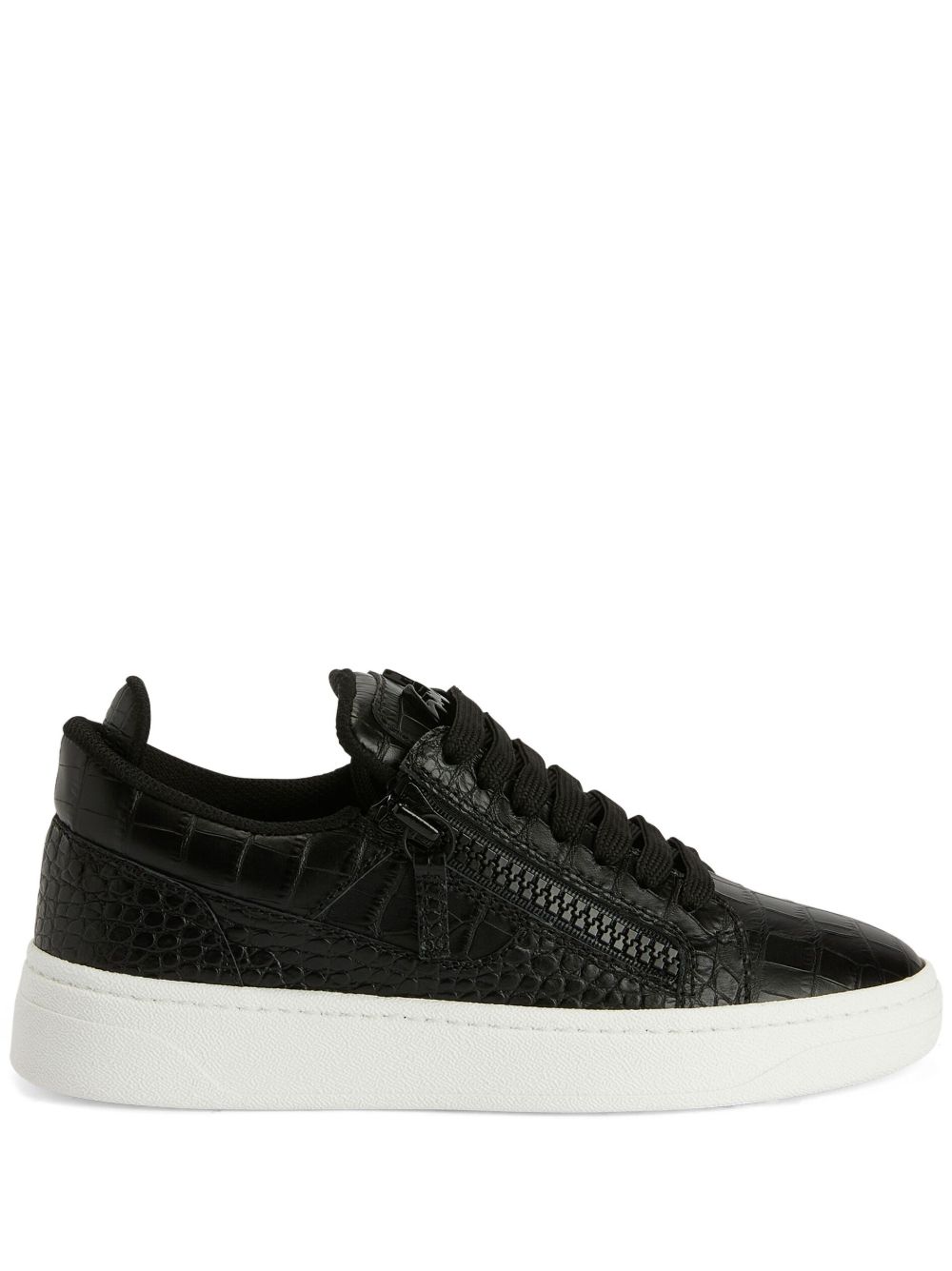 Giuseppe Zanotti 浮雕仿鳄皮纹板鞋 - 黑色