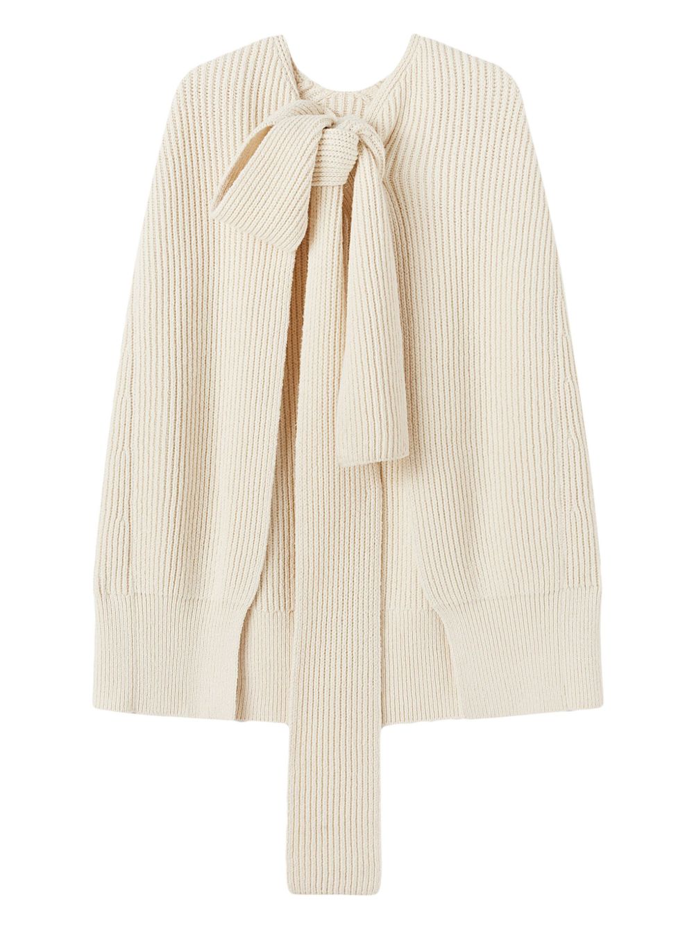 Jil Sander 系带开合针织斗篷 - 白色