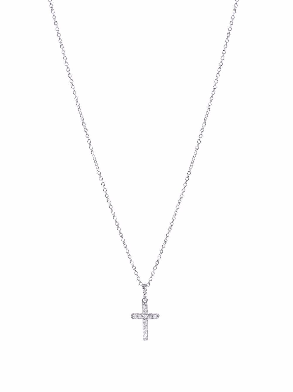 David Yurman 18K白金 Cable Collectibles Cross 钻石项链 - 银色