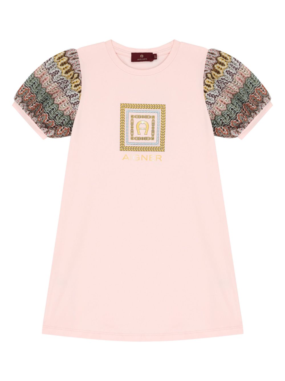 Aigner Kids logo印花连衣裙 - 粉色