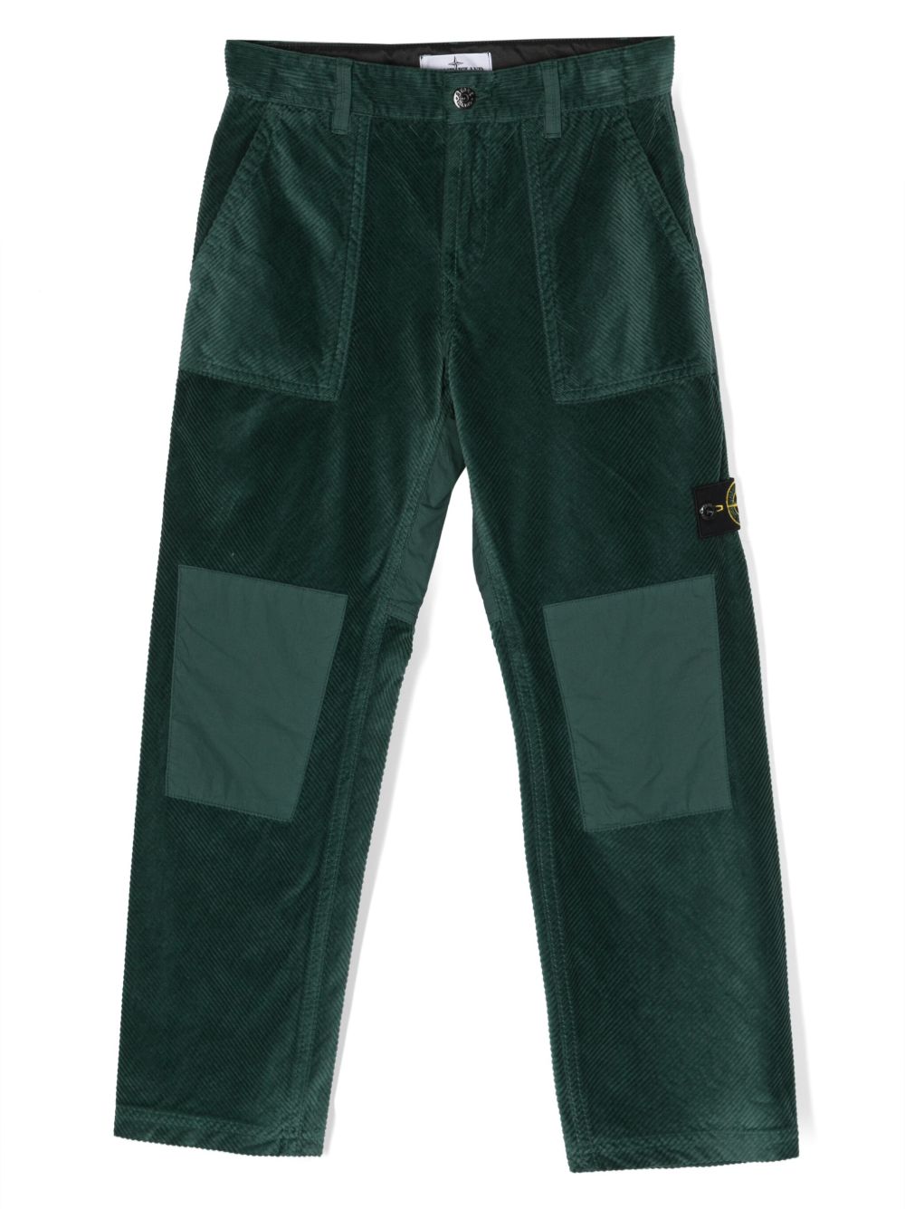 Stone Island Junior 灯芯绒直筒裤 - 绿色