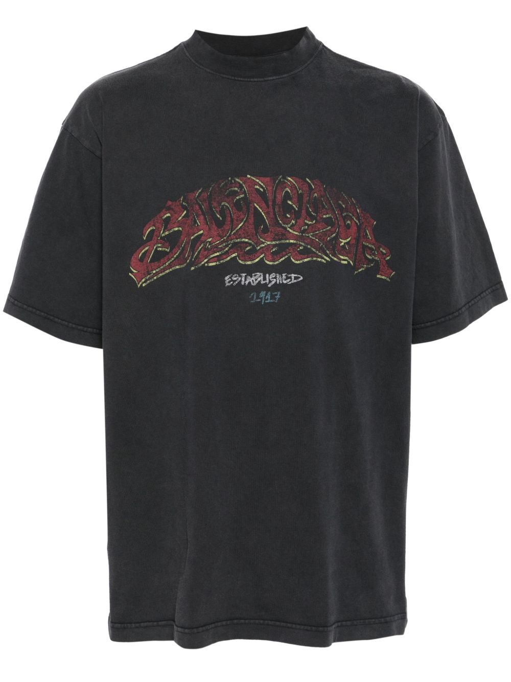 Balenciaga logo印花棉T恤 - 灰色
