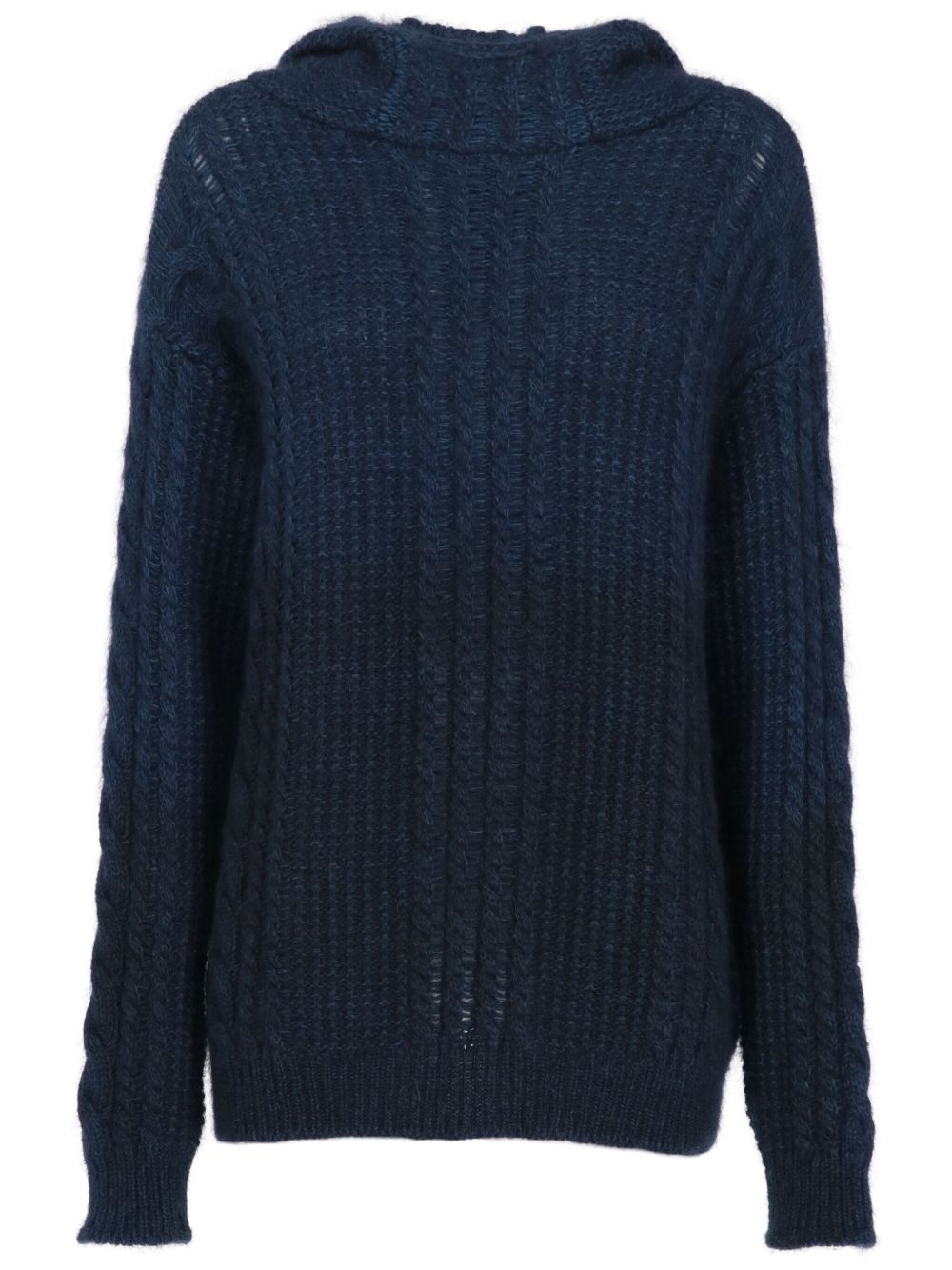 Christian Dior Pre-Owned 绞花针织连帽衫（2010年代典藏款） - 蓝色