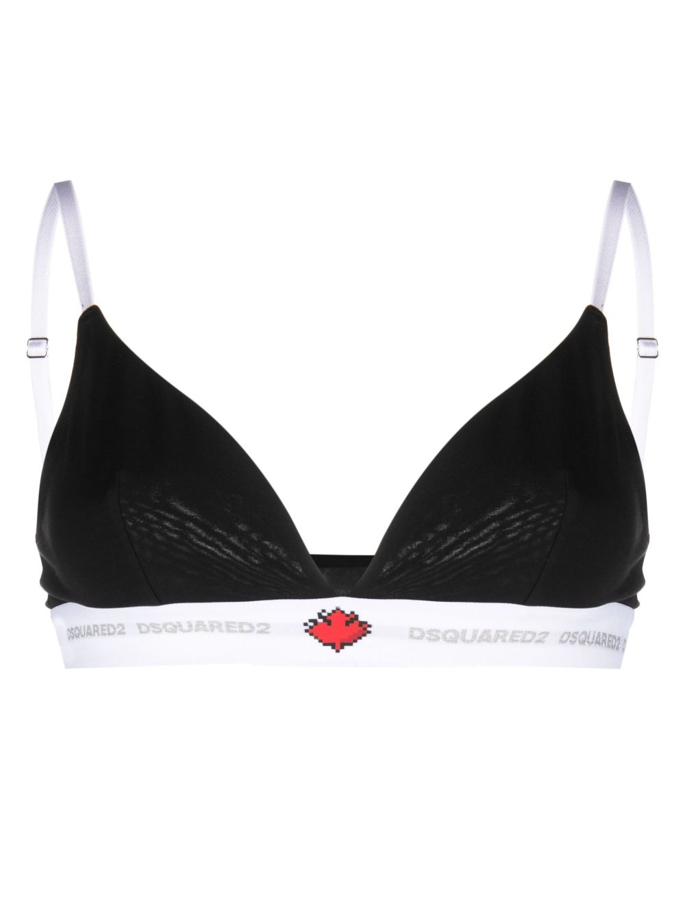 DSQUARED2 Leaf 印花logo袢带文胸 - 黑色
