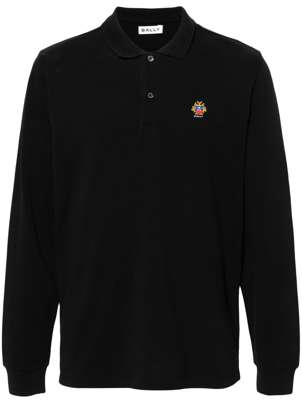 Bally logo刺绣棉polo衫 - 黑色