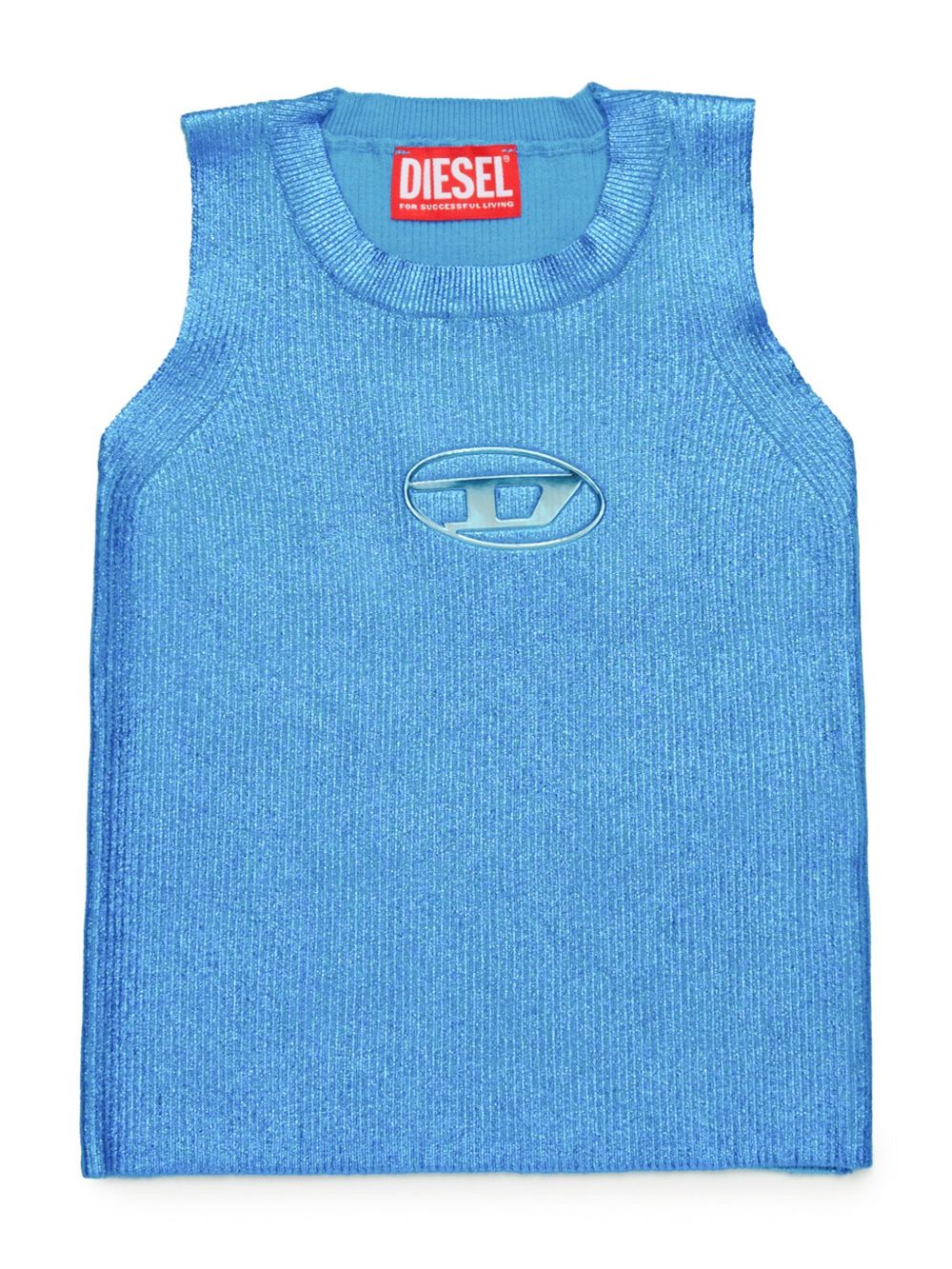 Diesel Kids Oval D logo 棉马甲 - 蓝色