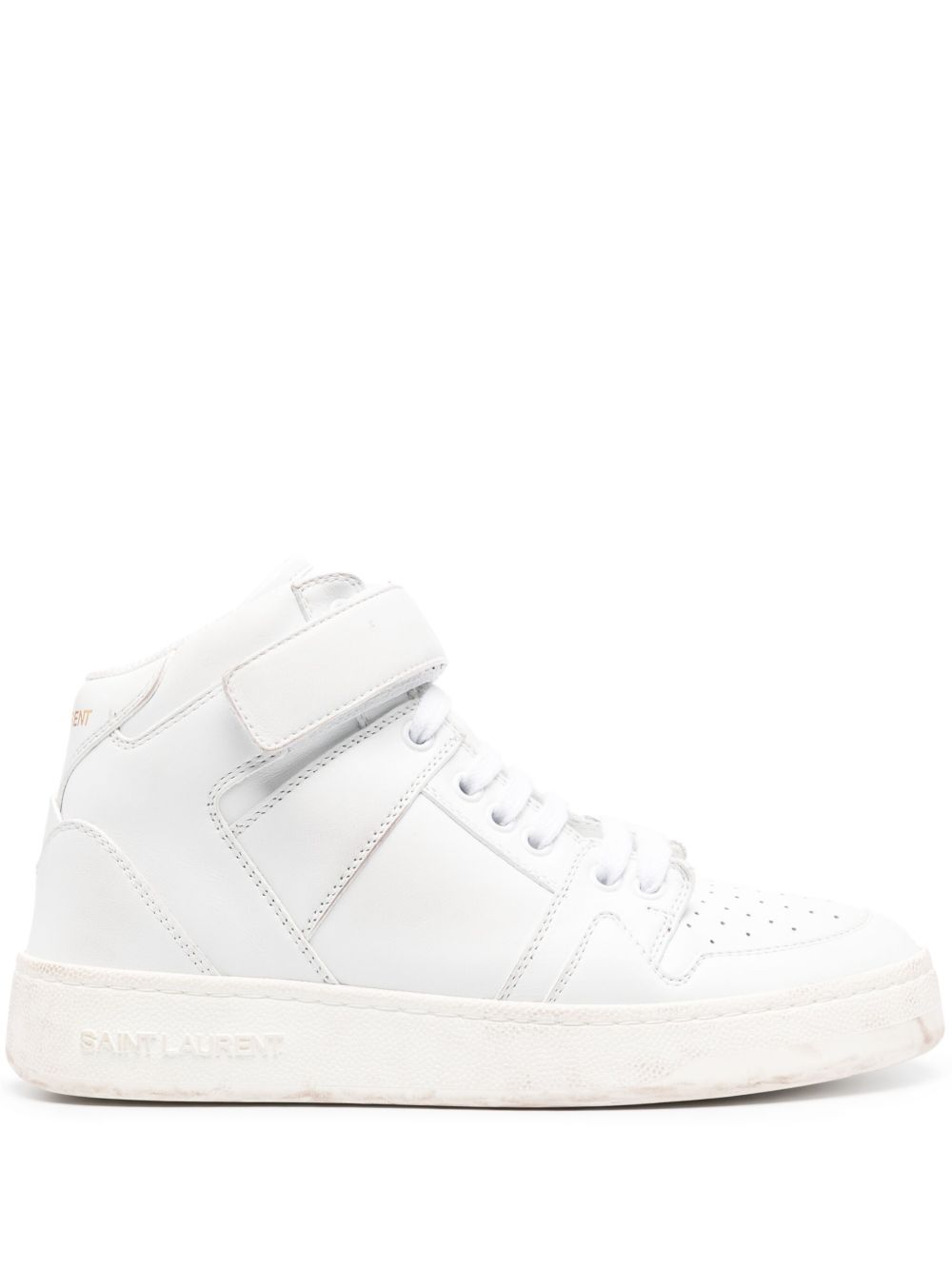Saint Laurent Lax 仿旧皮质运动鞋 - 白色