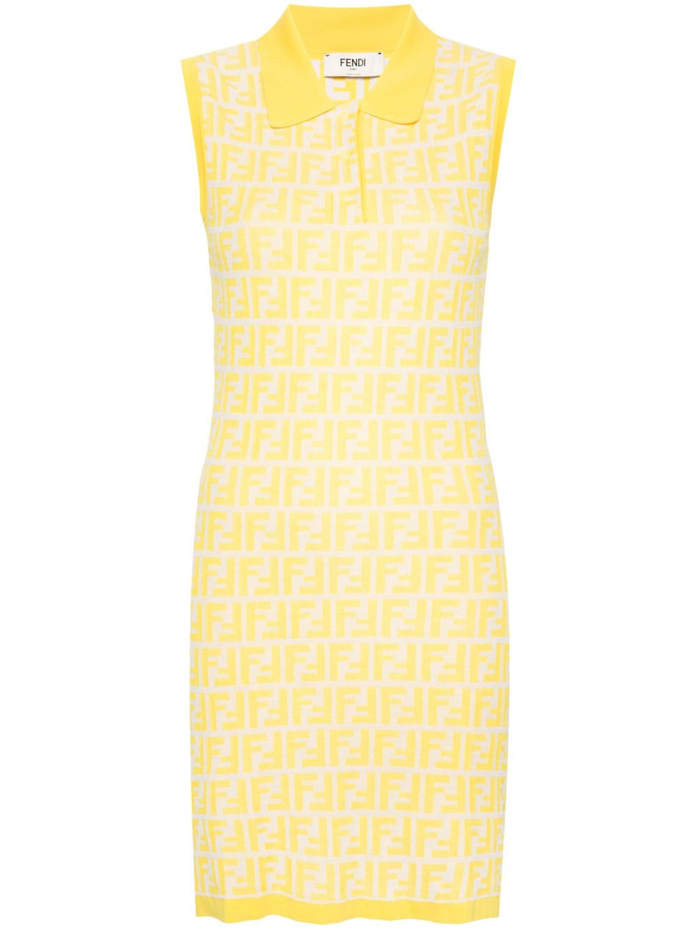 FENDI FF 图案polo领连衣裙 - 中性色