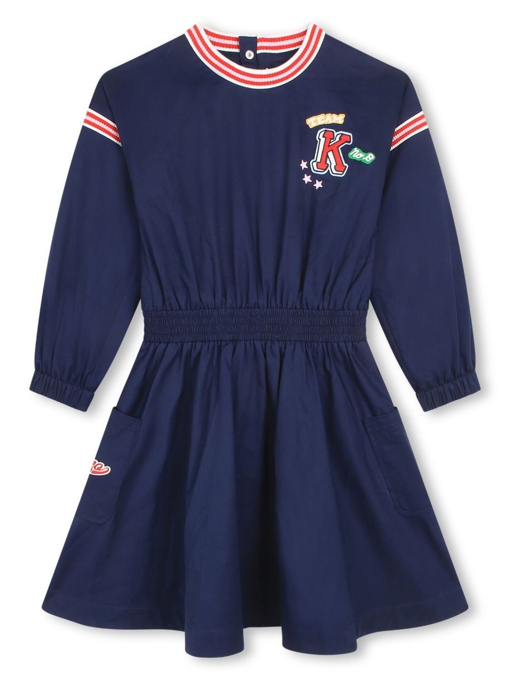 Kenzo Kids logo缀饰棉伞形连衣裙 - 蓝色