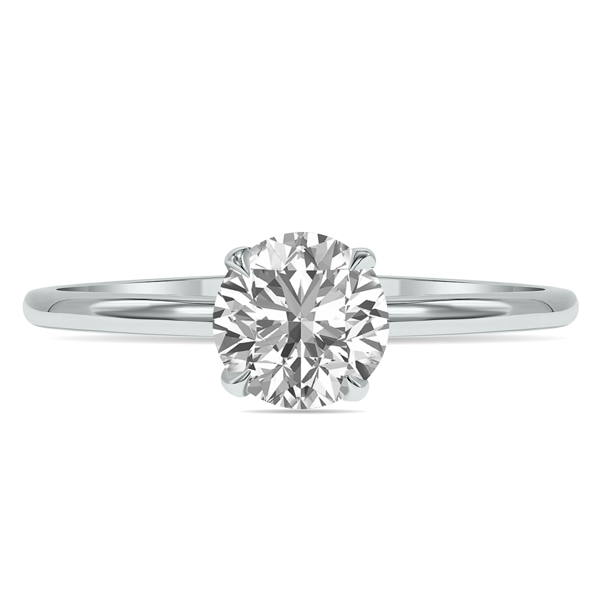 Lab Grown 1 Carat Diamond Solitaire Ring in 14K White Gold (F-G Color, VVS1-VVS2 Clarity)
