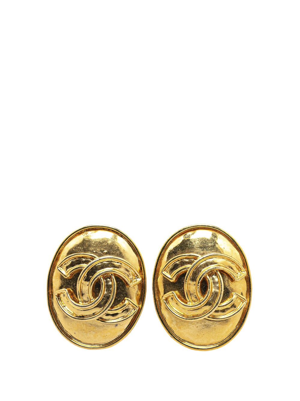 CHANEL Pre-Owned 镀金 CC 夹扣式装饰耳环（1994年典藏款） - 金色