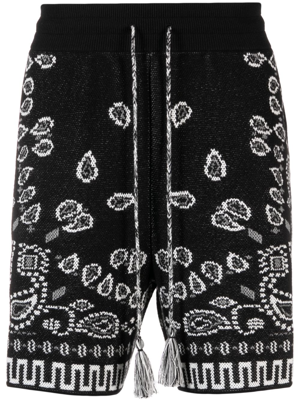 Alanui Bandana 图案珠地布编织短裤 - 黑色