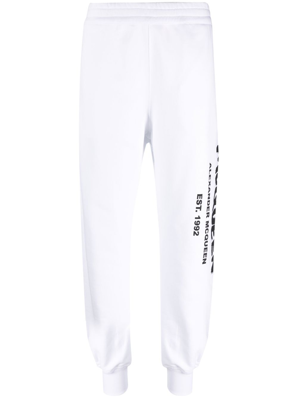 Alexander McQueen logo印花锥形运动裤 - 白色