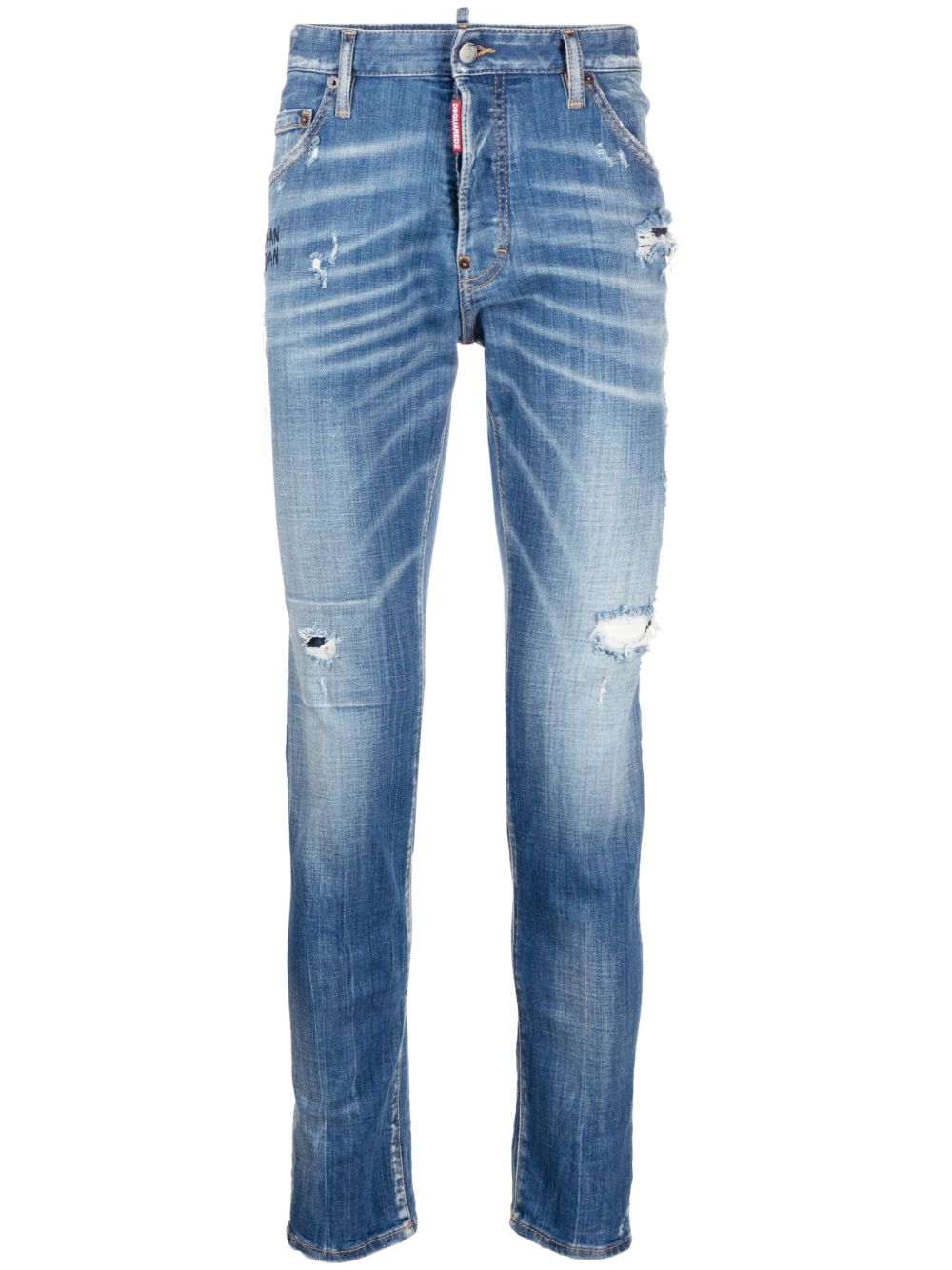 DSQUARED2 Cool Guy 仿旧紧身牛仔裤 - 蓝色