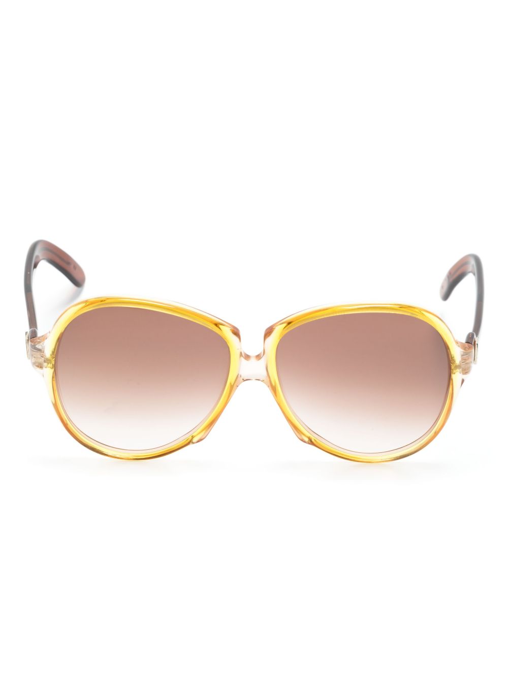 Saint Laurent Pre-Owned 超大框双色太阳眼镜（1970年代典藏款） - 黄色