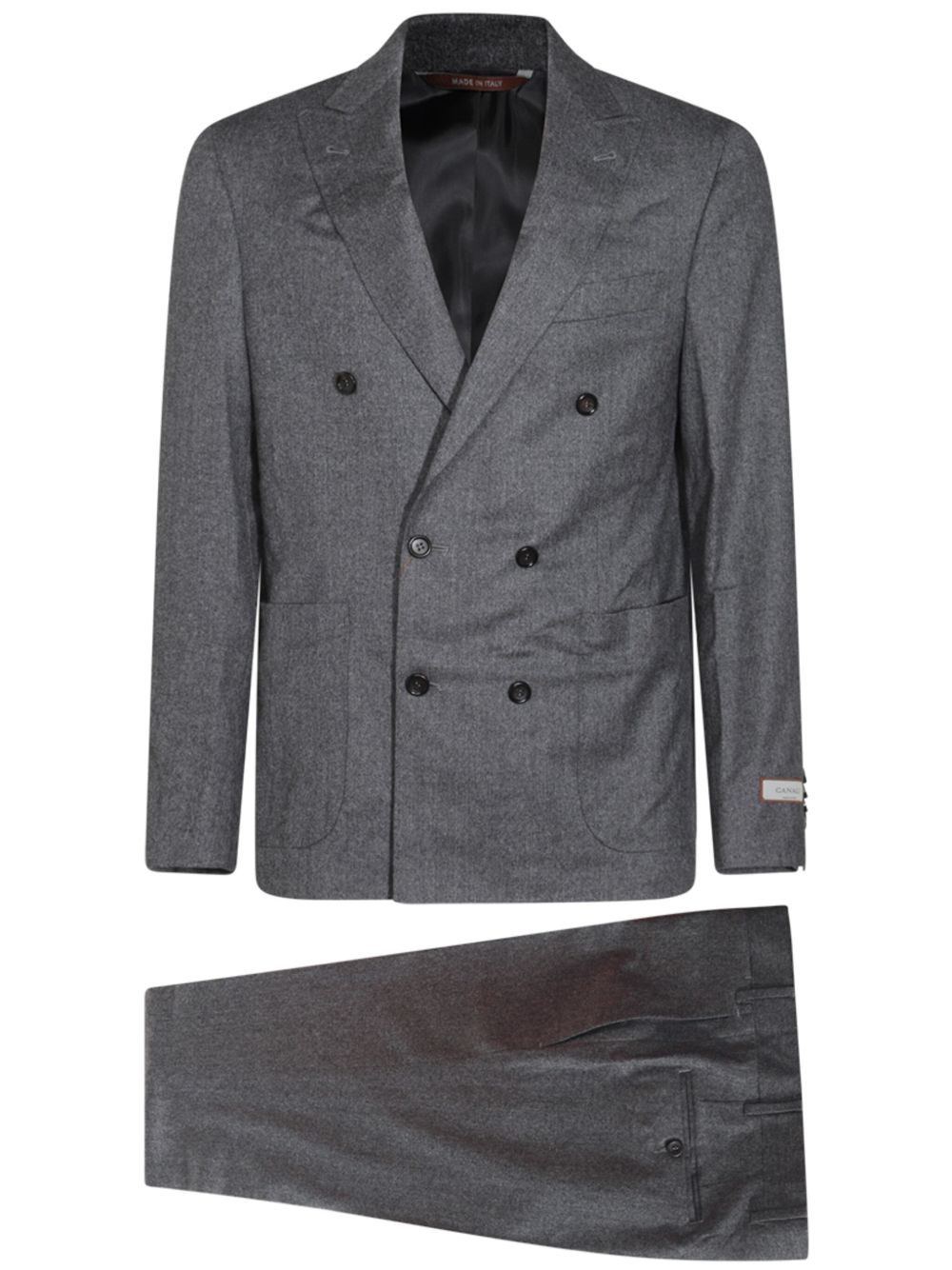 Canali 双排扣羊毛西装套装 - 灰色