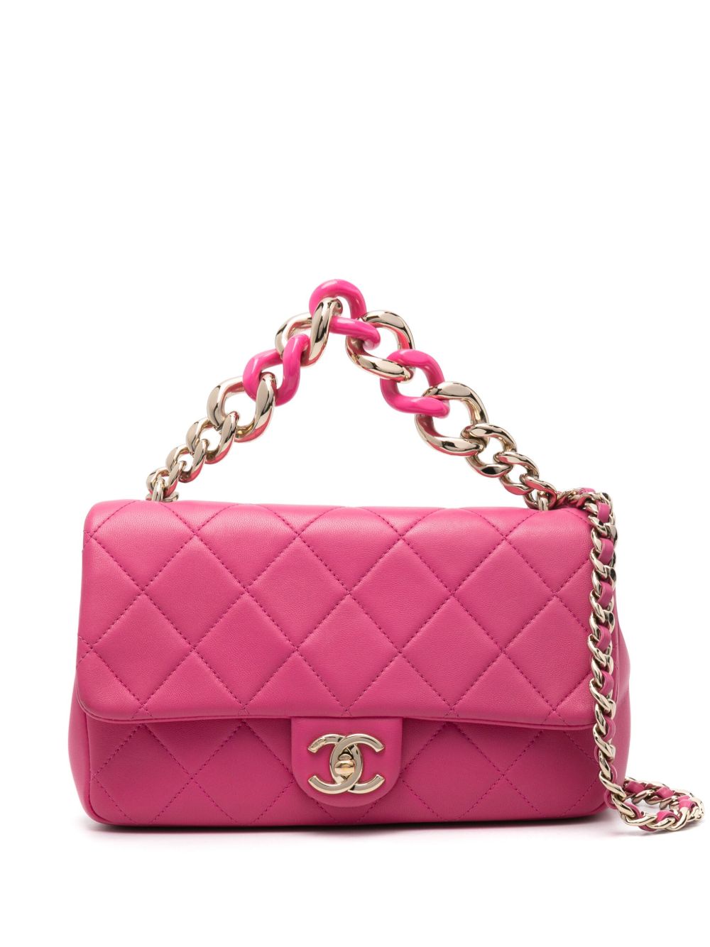 CHANEL Pre-Owned 绗缝皮质斜挎包（2020年代典藏款） - 粉色
