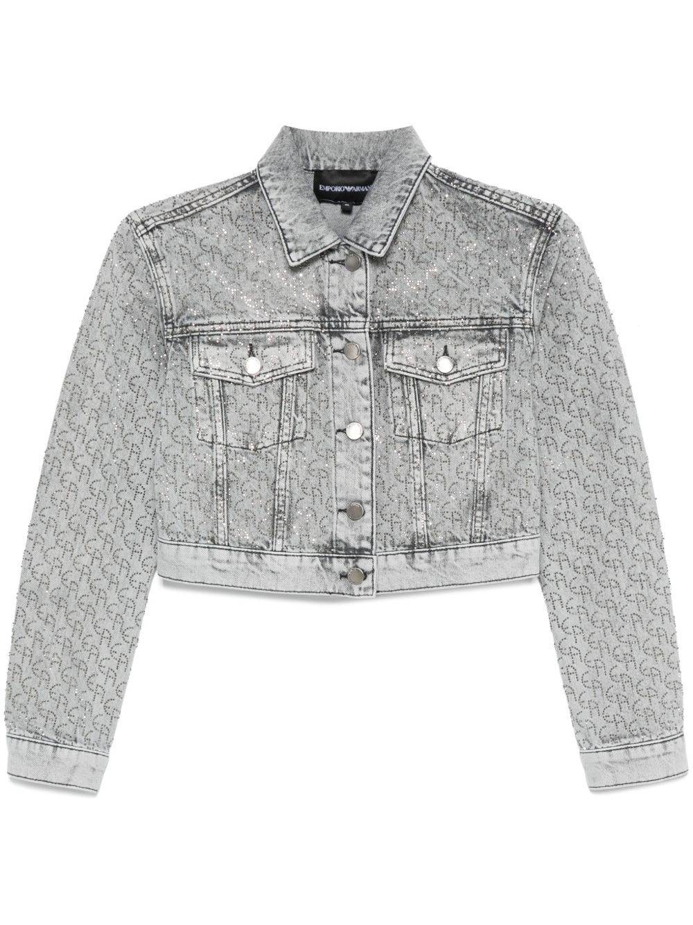 Emporio Armani 经典logo图案牛仔夹克 - 灰色