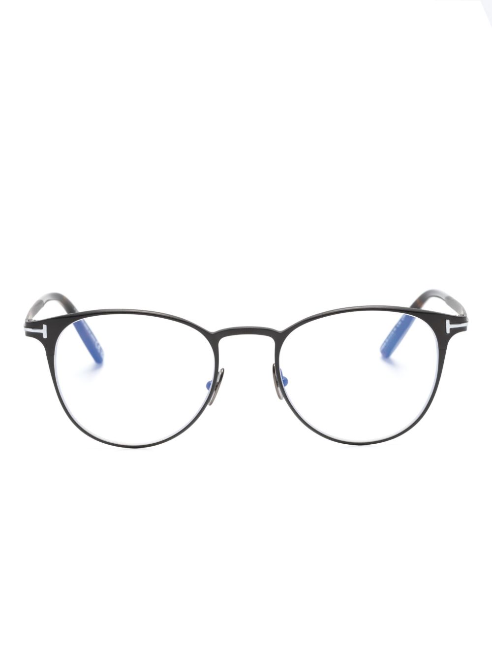 TOM FORD Eyewear 玳瑁纹圆框眼镜 - 黑色
