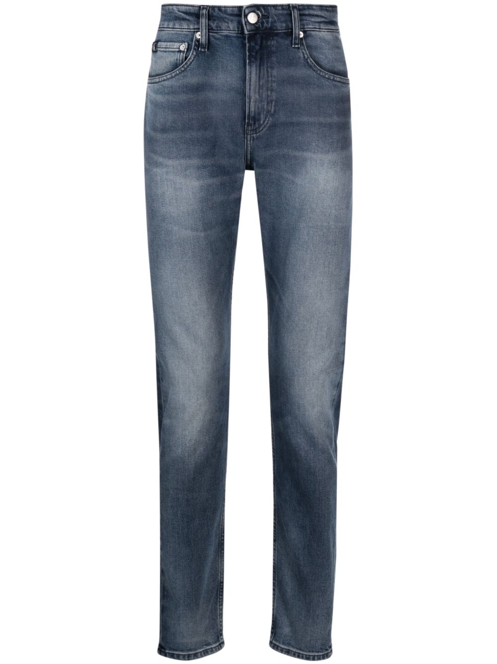 Calvin Klein Jeans 标贴直筒牛仔裤 - 蓝色