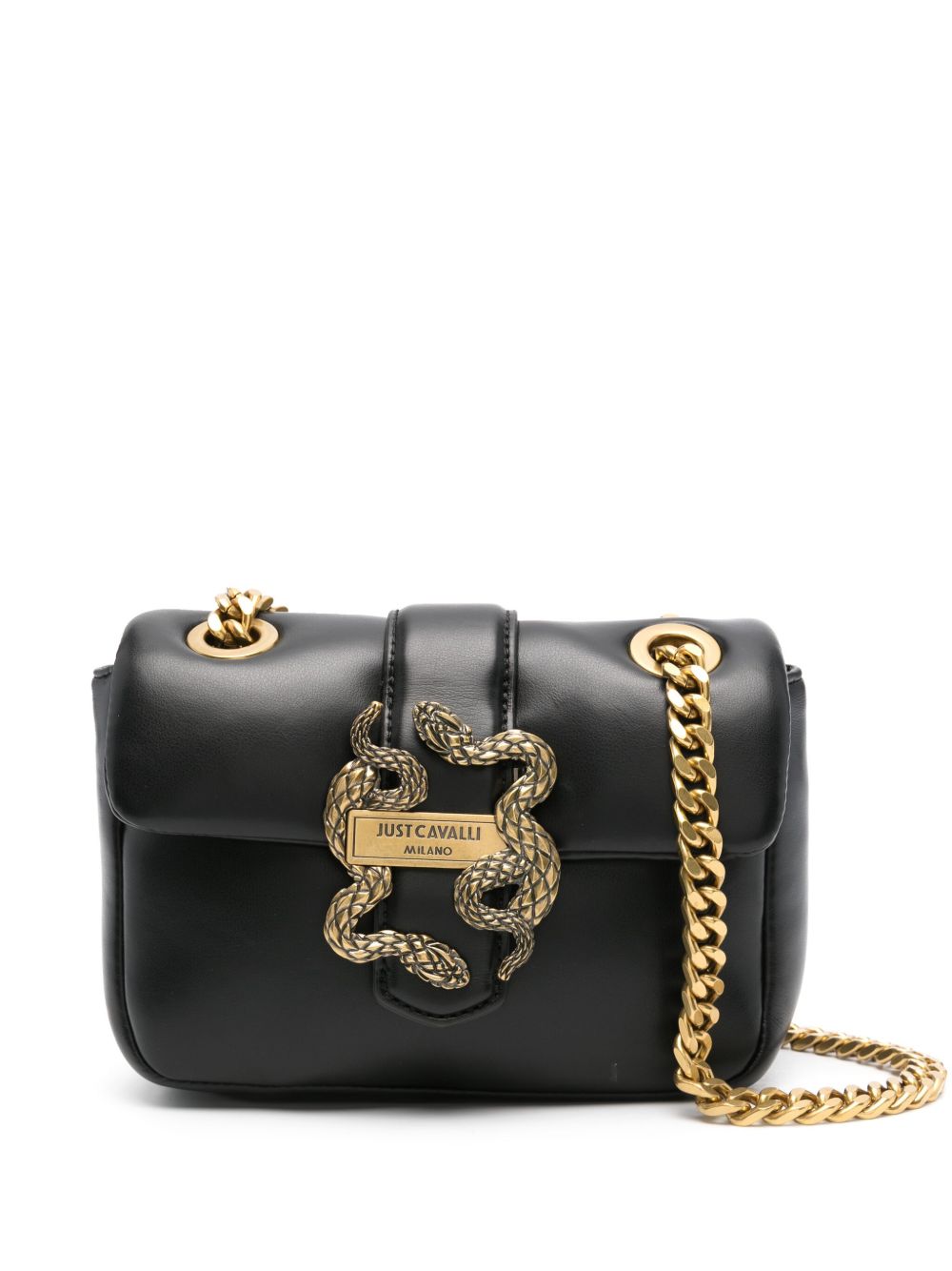 Just Cavalli logo标牌单肩包 - 黑色