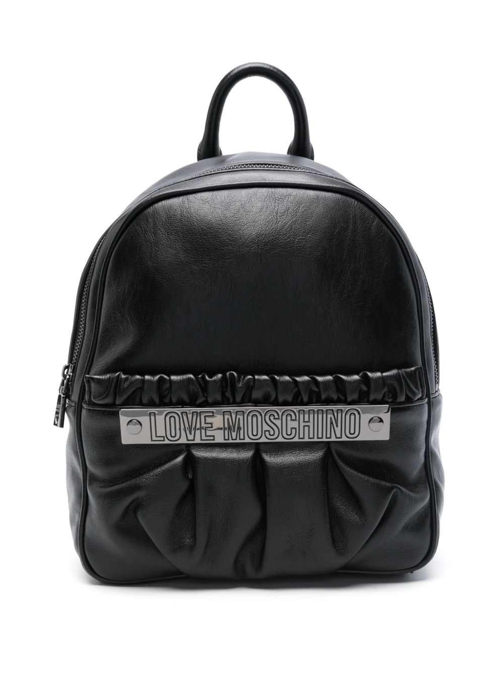 Love Moschino logo标牌双肩包 - 黑色
