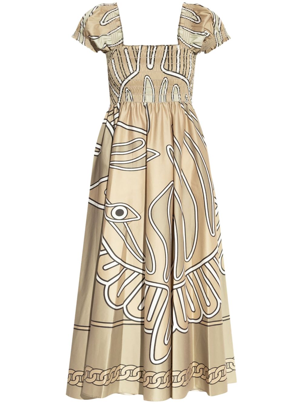 Tory Burch 抽象印花连衣裙 - 绿色