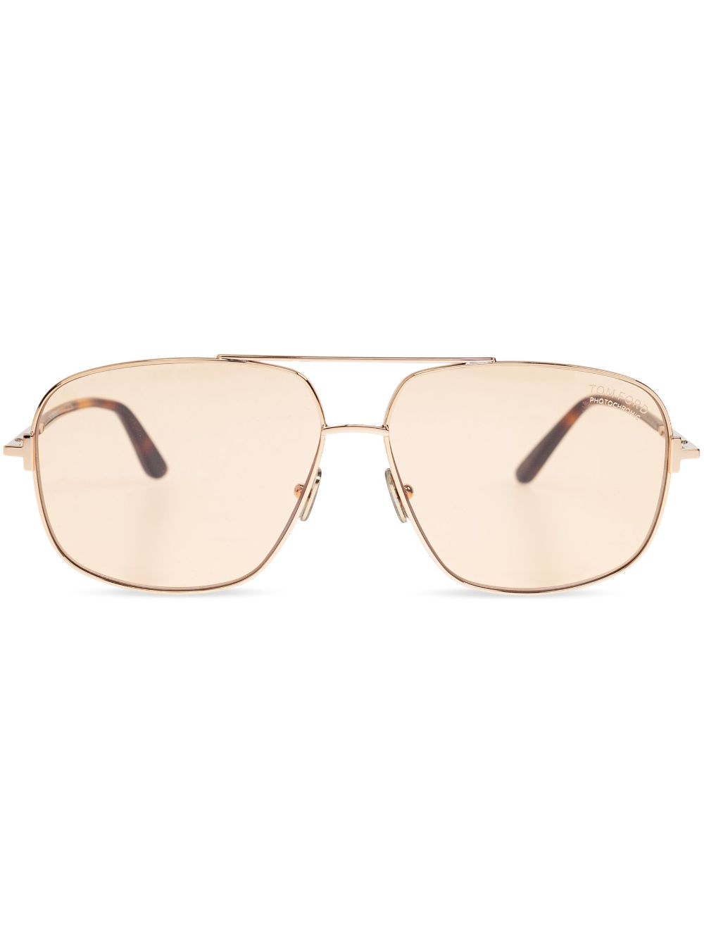 TOM FORD Eyewear Tex 飞行员镜框太阳眼镜 - 褐色