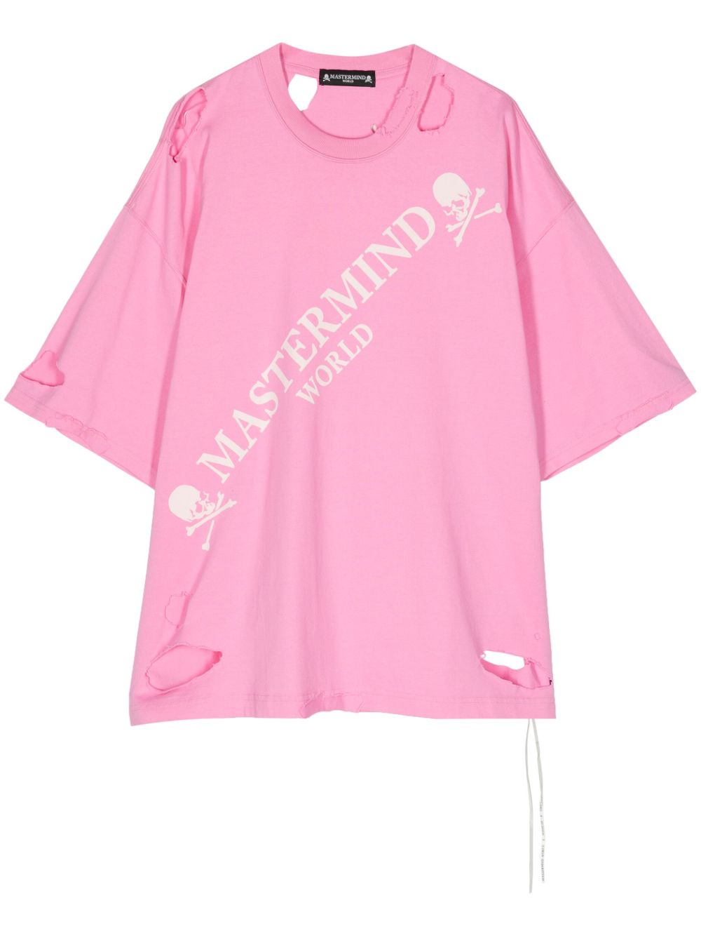 Mastermind World 仿旧效果棉T恤 - 粉色