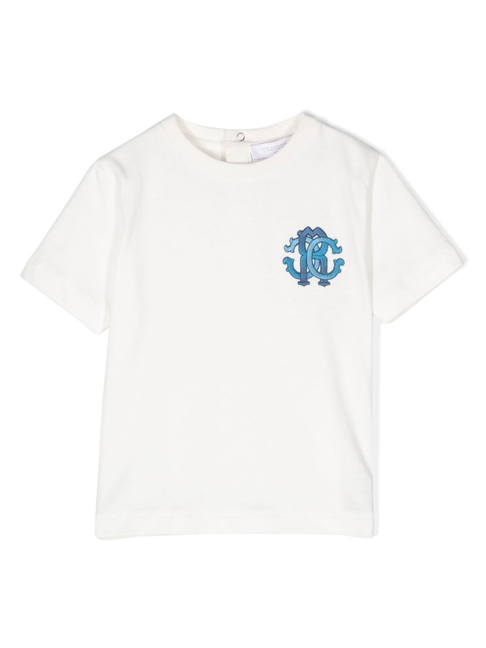 Roberto Cavalli Junior 经典logo刺绣棉T恤 - 白色