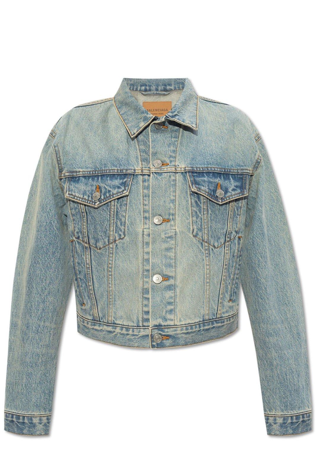 Balenciaga Collared Button-up Denim Jacket
