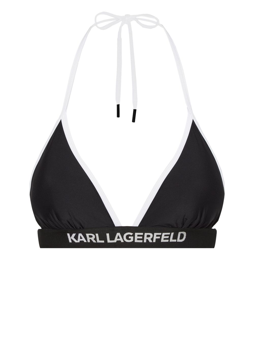 Karl Lagerfeld logo织带比基尼上装 - 黑色