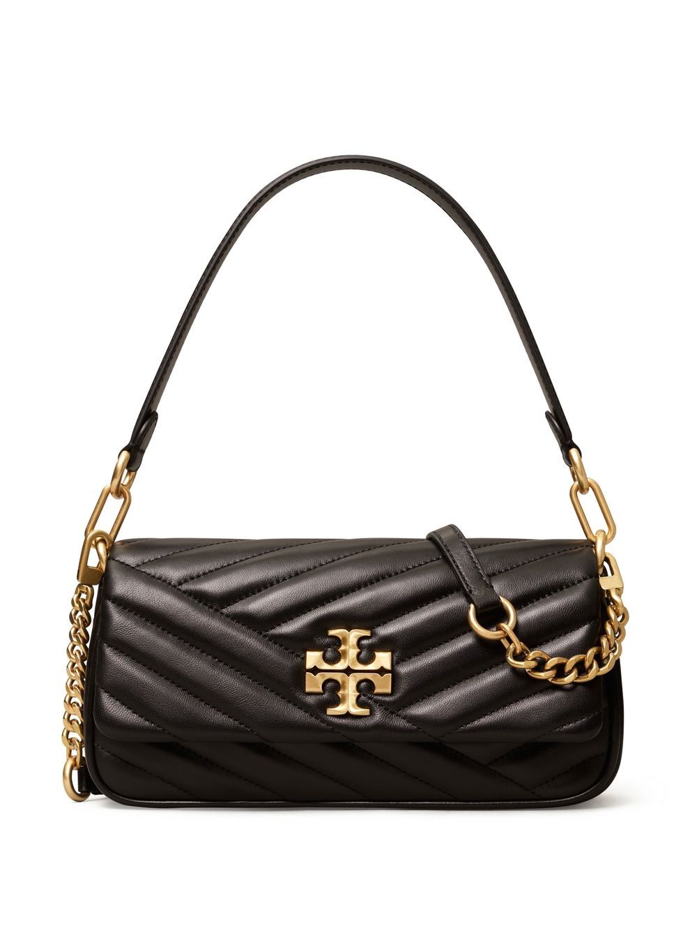 Tory Burch Kira Chevron Flap 小号单肩包 - 黑色