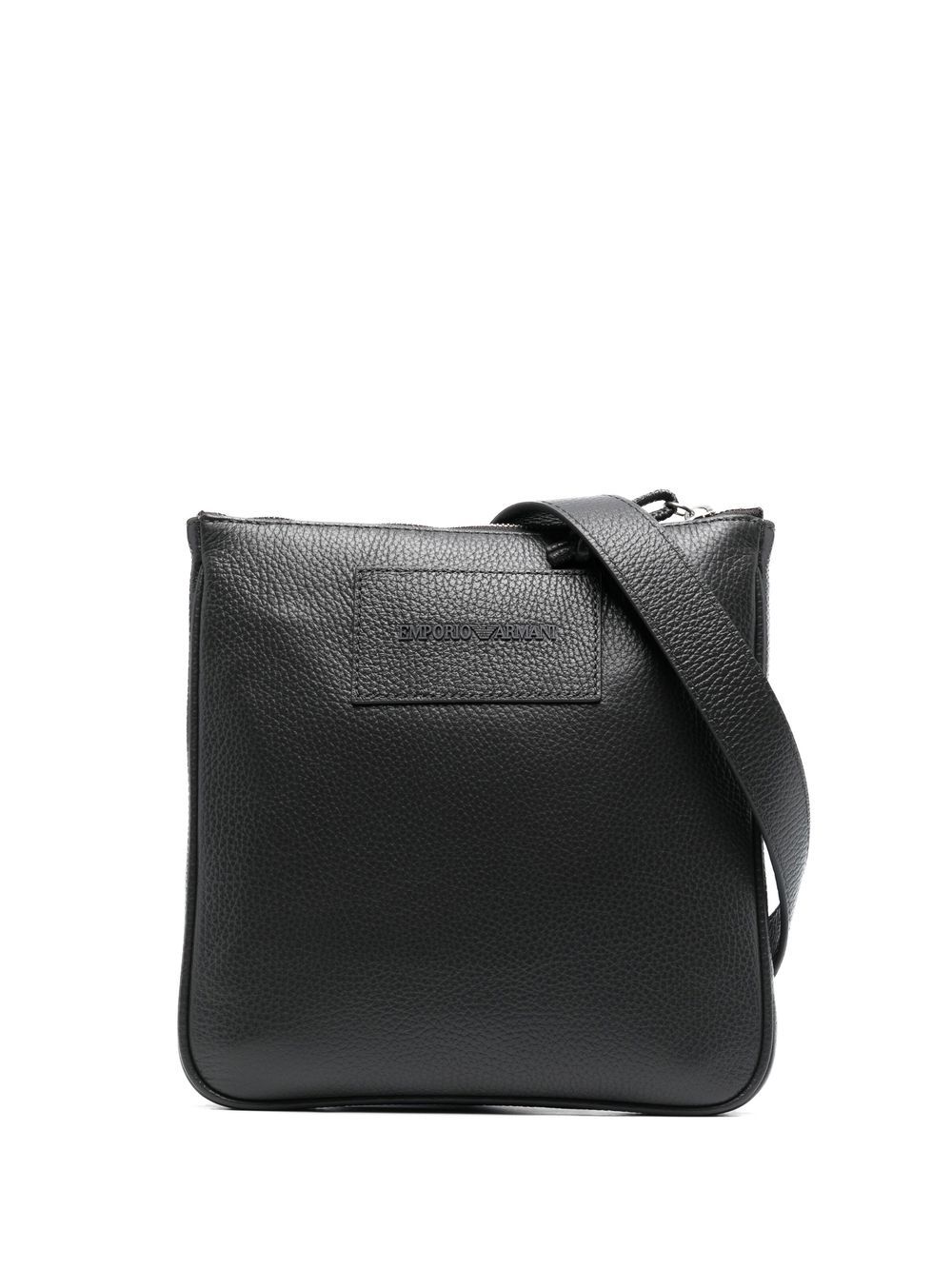 Emporio Armani 标贴皮质邮差包 - 灰色