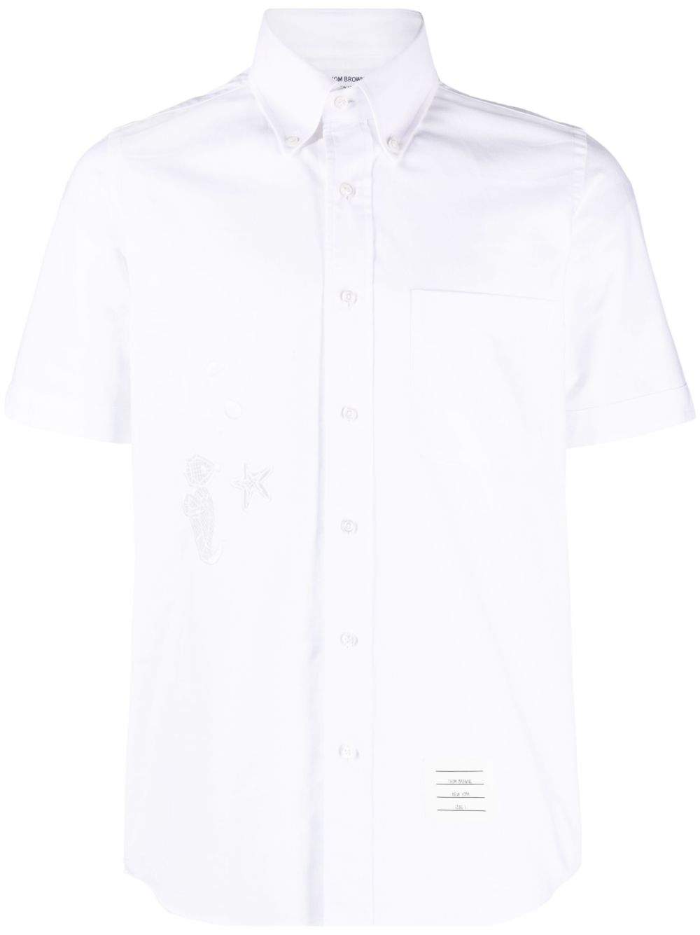 Thom Browne 马德拉刺绣贴花棉衬衫 - 白色