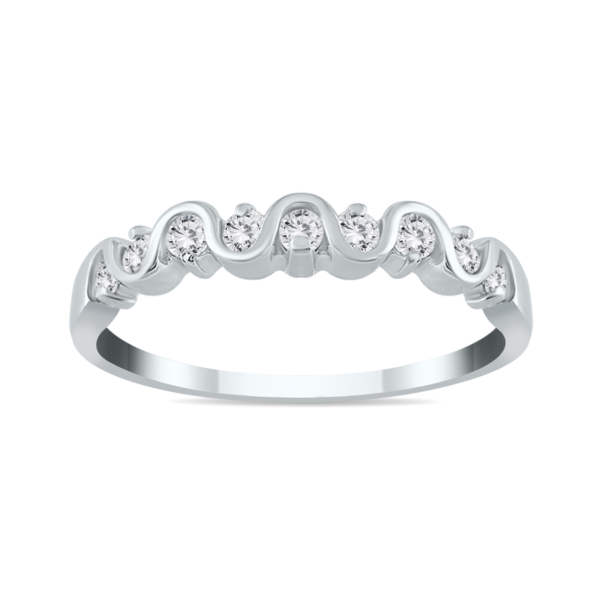 1/2 Carat TW Diamond Wave Band in 10K White Gold