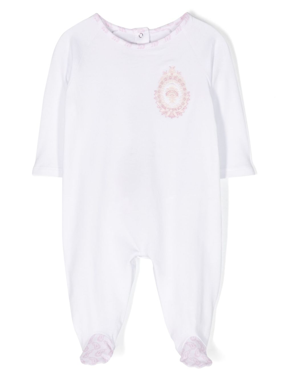 ETRO KIDS 图案刺绣棉连体睡衣 - 白色