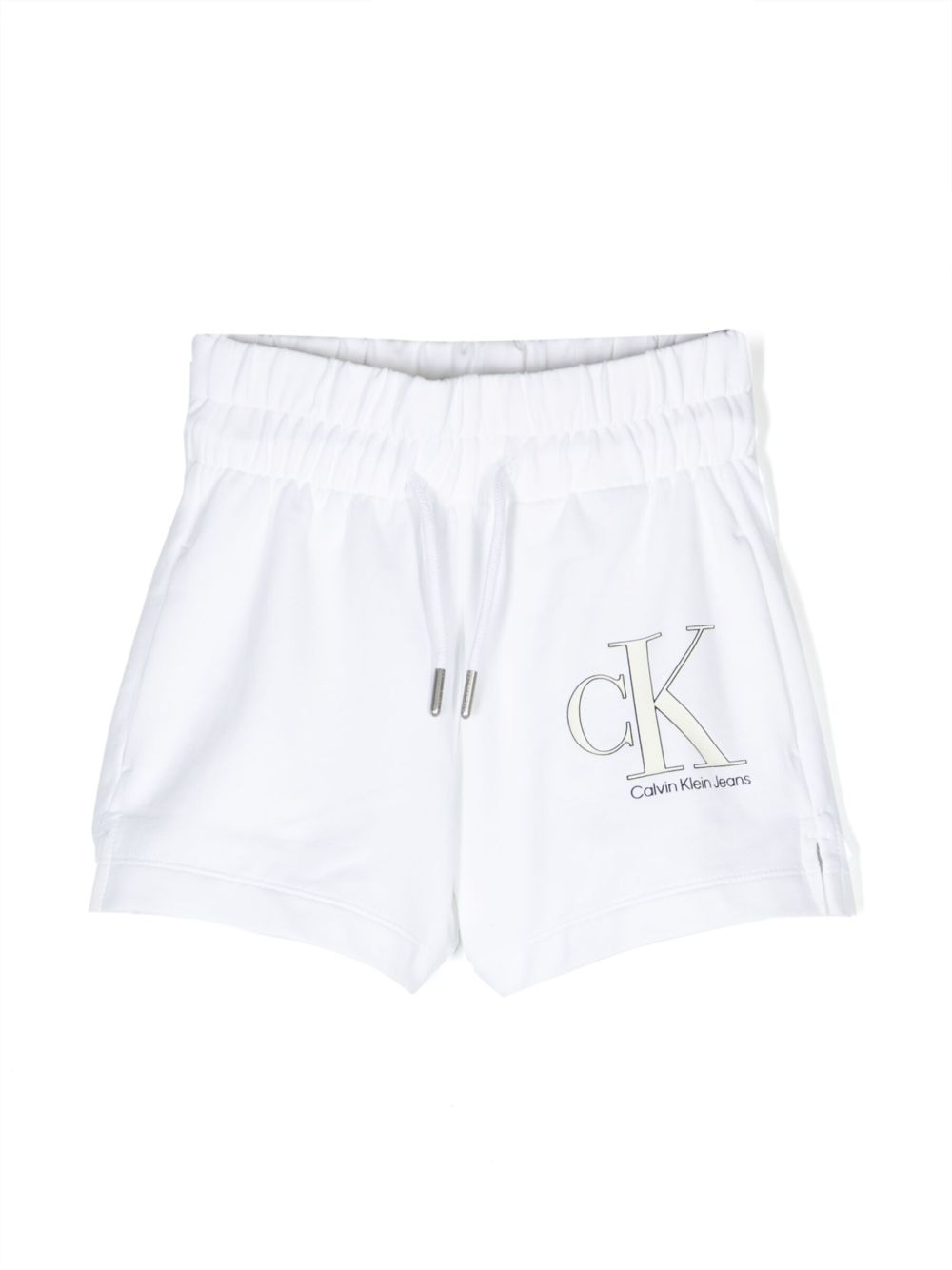 Calvin Klein Kids logo印花抽绳短裤 - 白色