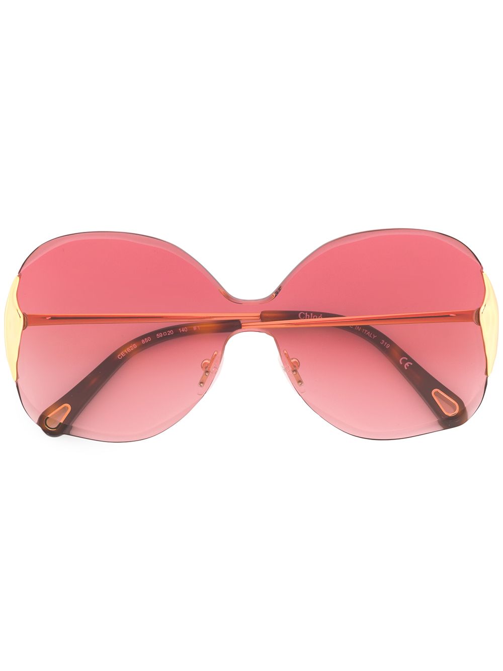 Chloé Eyewear 双色超大框太阳眼镜 - 金色