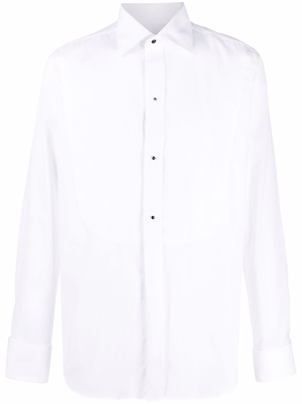 Canali 长袖排扣塔士多衬衫 - 白色