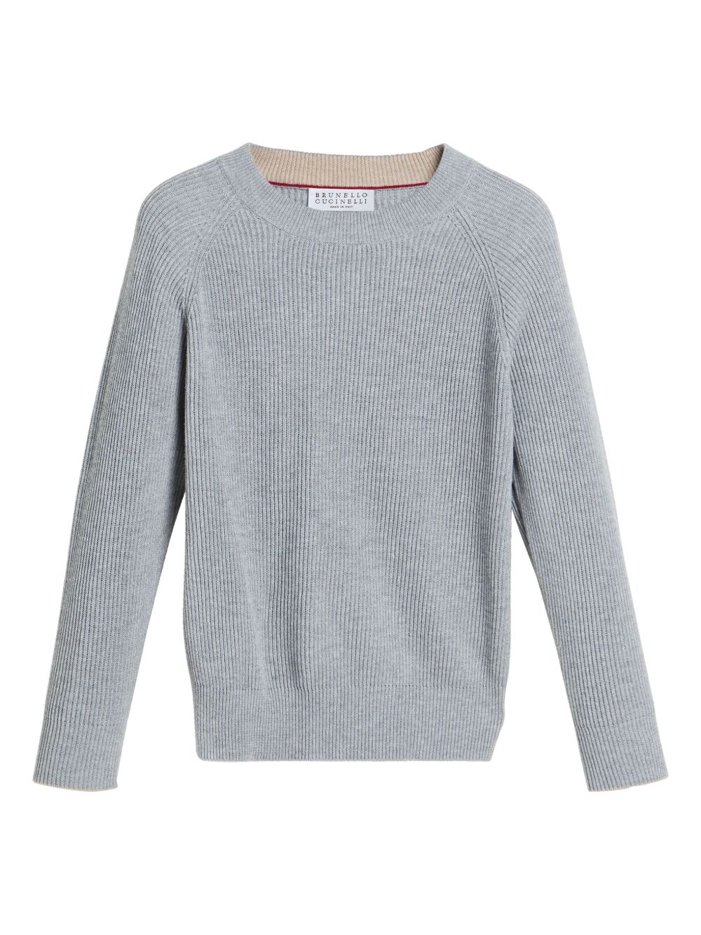Brunello Cucinelli Kids 棉罗纹针织毛衣 - 灰色