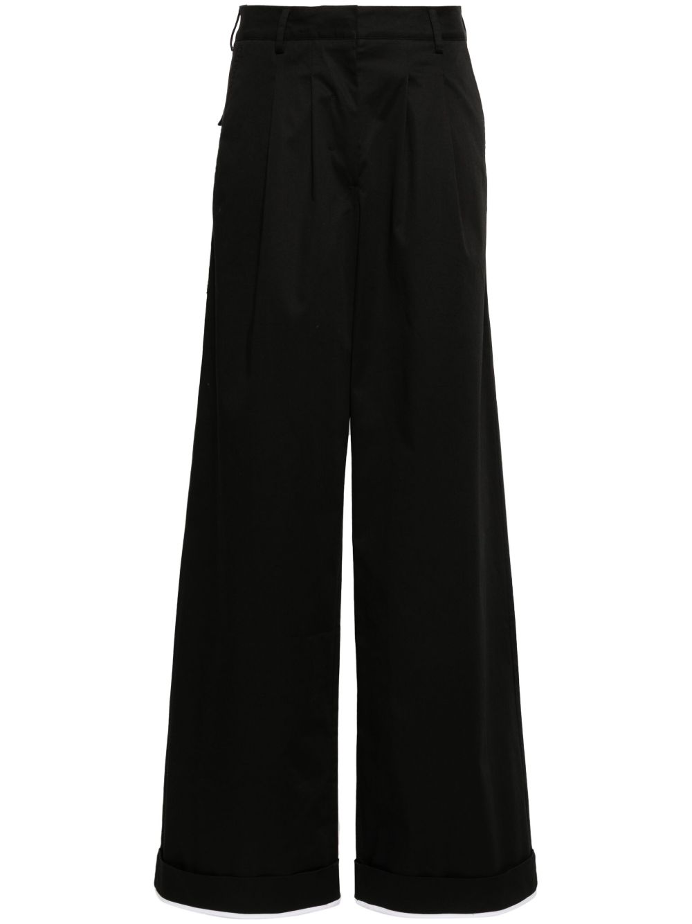 Palm Angels logo吊牌褶饰直筒裤 - 黑色