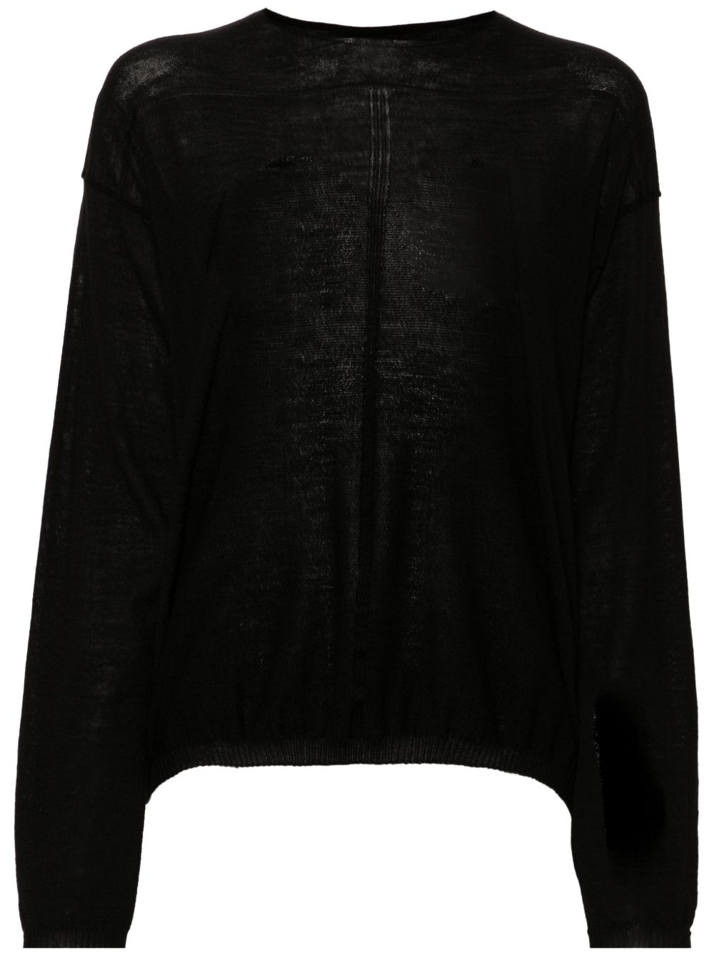 Rick Owens 缝线细节羊毛毛衣 - 黑色