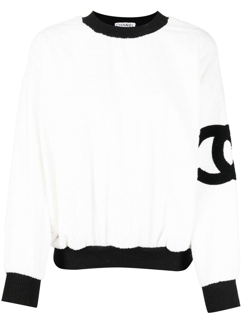 CHANEL Pre-Owned CC 毛巾布卫衣（1990年代典藏款） - 白色
