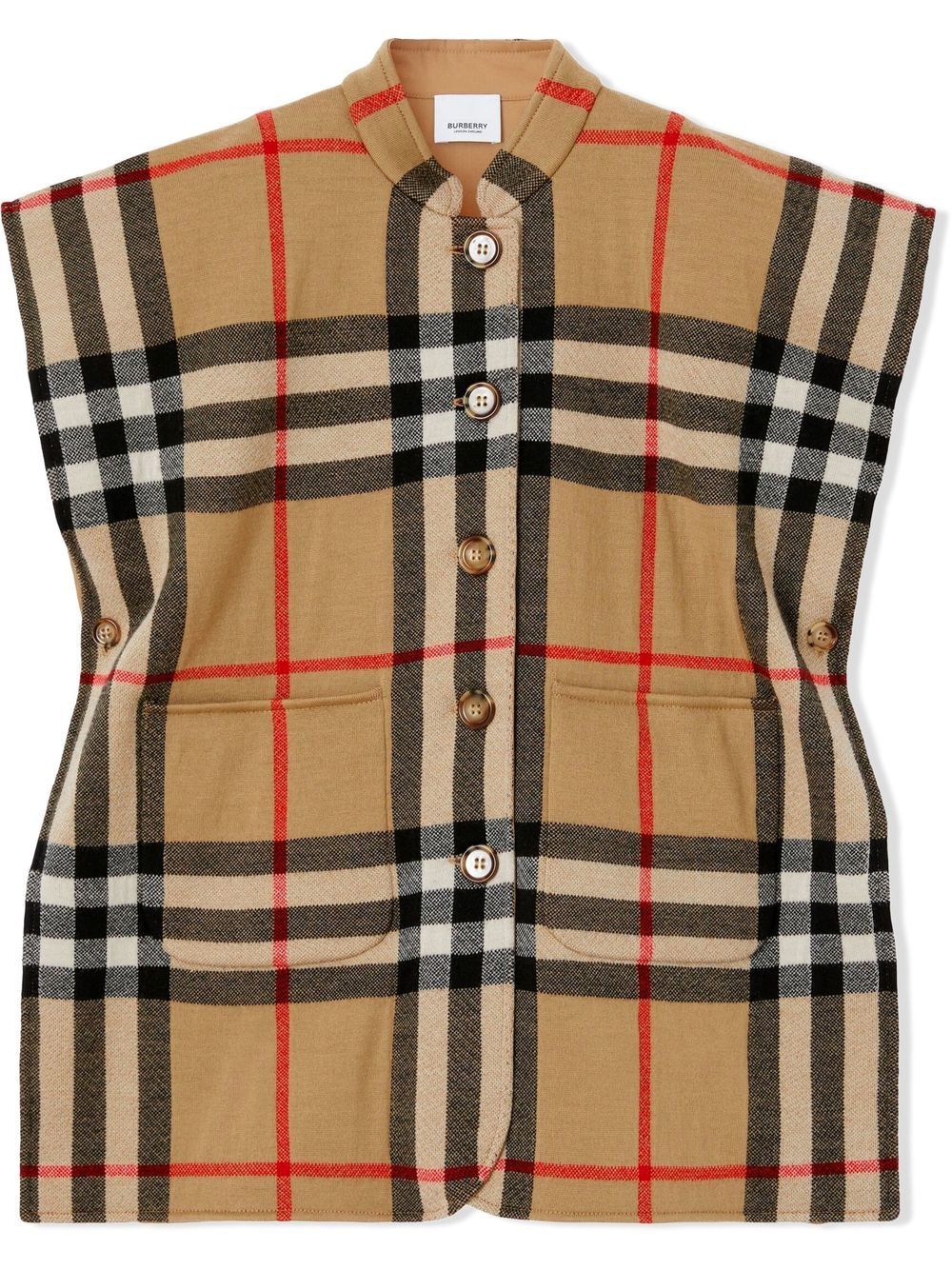 Burberry Kids 博柏利 Vintage Check 双面羊毛斗篷 - 中性色