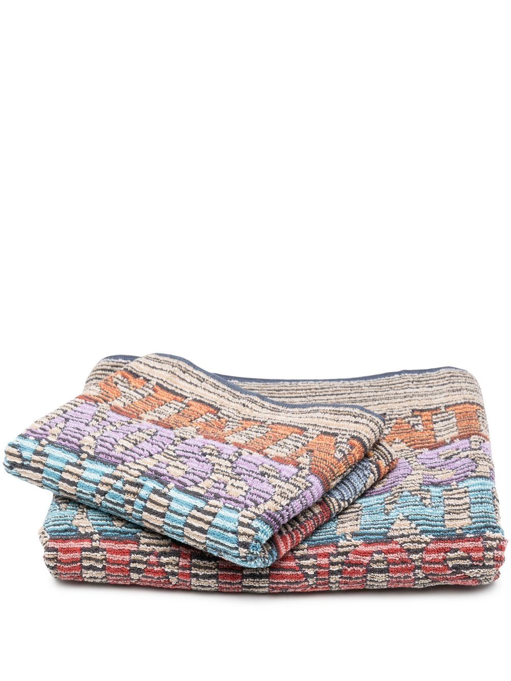 Missoni Home logo印花毛巾（两件装） - 紫色